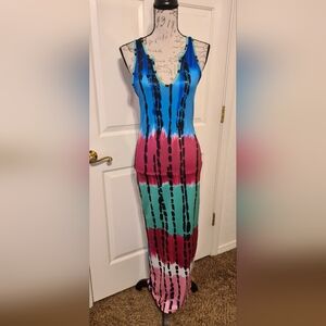 Women's Tie-Dye Print Sleeveless Dress in Size Small.